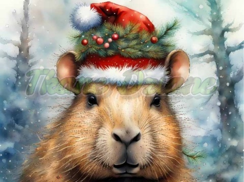 PANEL DRUKOWANY ŚWIĄTECZNE ZWIERZAKI- KAPIBARA NR 29