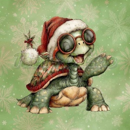 PANEL DRUKOWANY ŻÓŁW W CZAPCE MIKOŁAJA NR 16