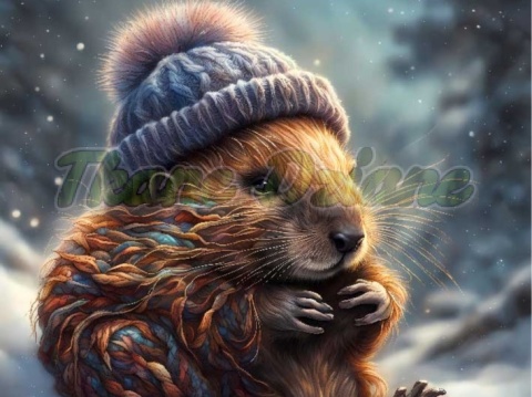 PANEL DRUKOWANY ZIMOWE ZWIERZĘTA- BÓBR NR 8