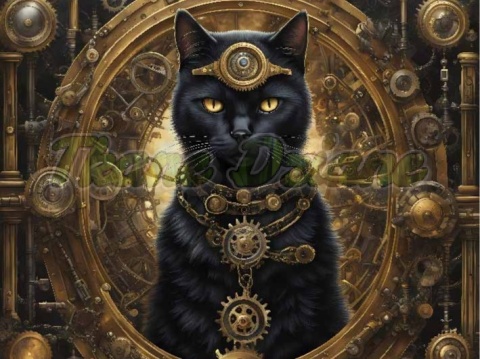 PANEL DRUKOWANY STEAMPUNK - CZARNY KOT NR 1