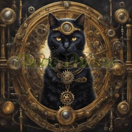 PANEL DRUKOWANY STEAMPUNK - CZARNY KOT NR 1