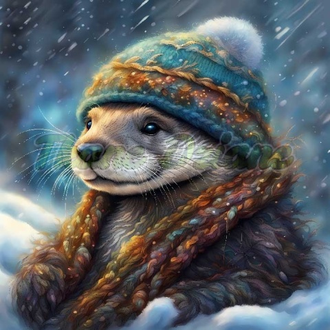 PANEL DRUKOWANY ZIMOWE ZWIERZĘTA- WYDRA NR 3