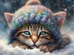 PANEL DRUKOWANY ZIMOWE ZWIERZĘTA- KOT NR 7