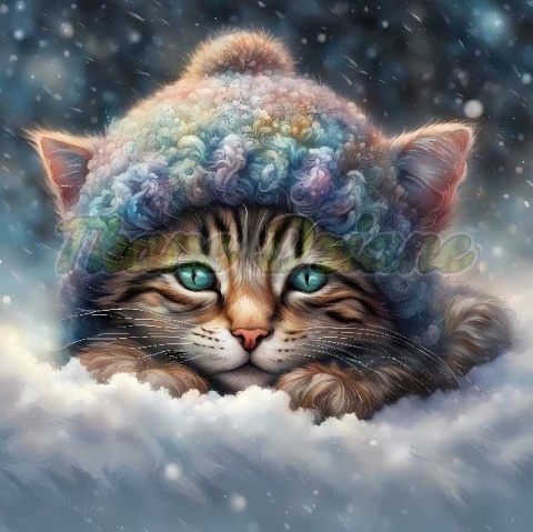 PANEL DRUKOWANY ZIMOWE ZWIERZĘTA- KOT NR 7