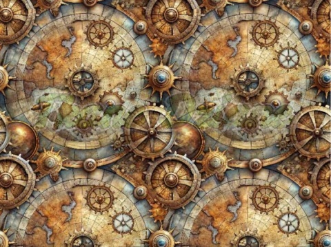 TKANINA DRUKOWANA STEAMPUNK NR 2