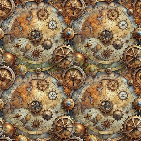 TKANINA DRUKOWANA STEAMPUNK NR 2