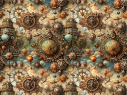 TKANINA DRUKOWANA STEAMPUNK NR 6