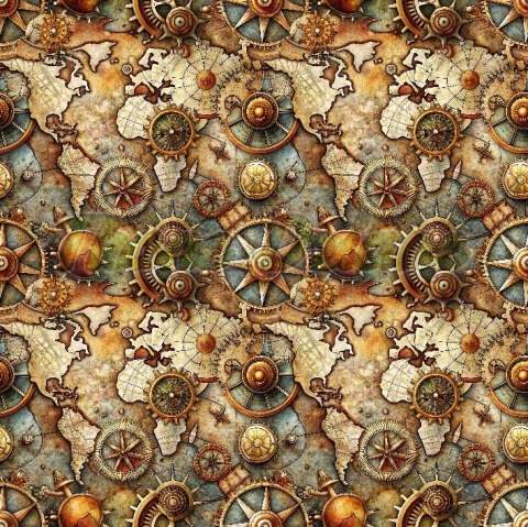 TKANINA DRUKOWANA STEAMPUNK NR 10