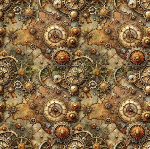 TKANINA DRUKOWANA STEAMPUNK NR 1