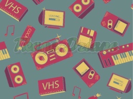 TKANINA DRUKOWANA VINTAGE VHS NR 8