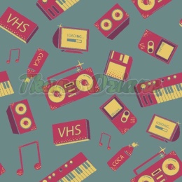 TKANINA DRUKOWANA VINTAGE VHS NR 8