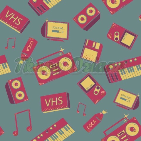 TKANINA DRUKOWANA VINTAGE VHS NR 8