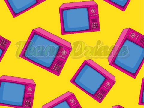 TKANINA DRUKOWANA VINTAGE TELEWIZOR ANALOGOWY NR 9