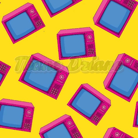 TKANINA DRUKOWANA VINTAGE TELEWIZOR ANALOGOWY NR 9