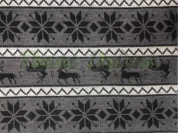 DZIANINA SWETROWA NORWESKIE RENIFERY NA SZARYM