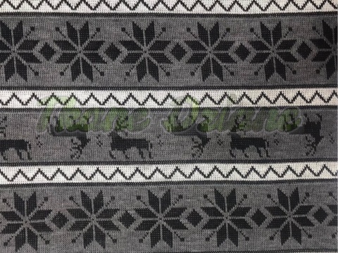 DZIANINA SWETROWA NORWESKIE RENIFERY NA SZARYM