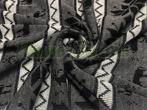 DZIANINA SWETROWA NORWESKIE RENIFERY NA SZARYM