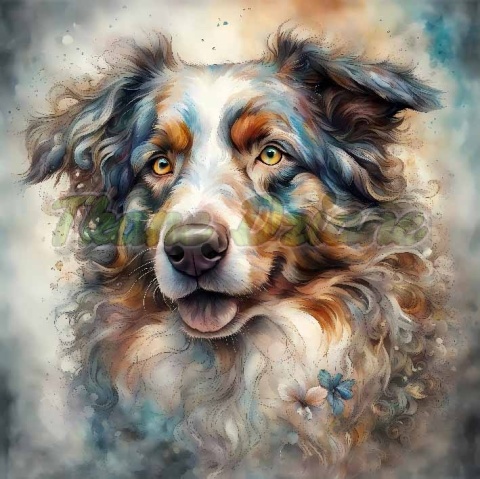 PANEL DRUKOWANY AKWARELOWE PSY -OWCZAREK AUSTRALIJSKI NR 115