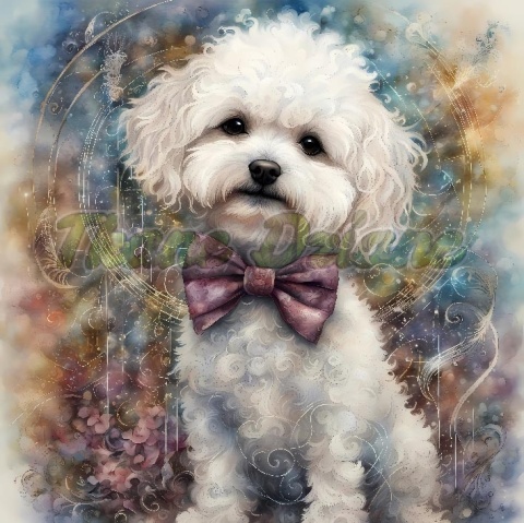 PANEL DRUKOWANY AKWARELOWE PSY -BICHON FRIESE NR 102