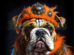 PANEL DRUKOWANY PIES Z KOLOROWYMI WŁOSAMI -BULLDOG ANGIELSKI NR 37