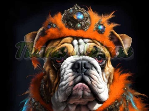 PANEL DRUKOWANY PIES Z KOLOROWYMI WŁOSAMI -BULLDOG ANGIELSKI NR 37