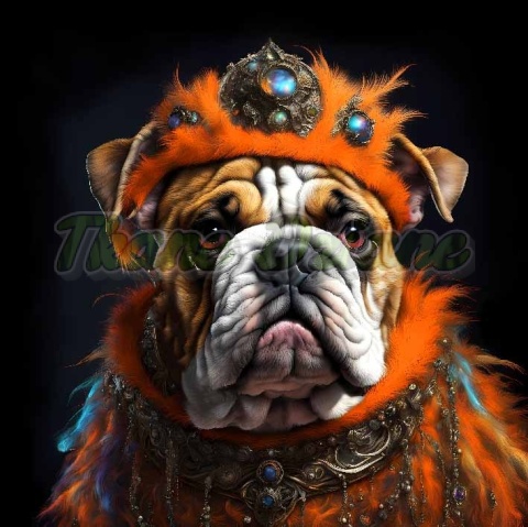 PANEL DRUKOWANY PIES Z KOLOROWYMI WŁOSAMI -BULLDOG ANGIELSKI NR 37