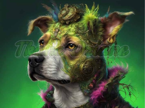 PANEL DRUKOWANY PIES Z KOLOROWYMI WŁOSAMI -AMSTAFF NR 36