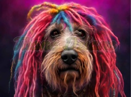 PANEL DRUKOWANY PIES Z KOLOROWYMI WŁOSAMI -KOMONDOR NR 38