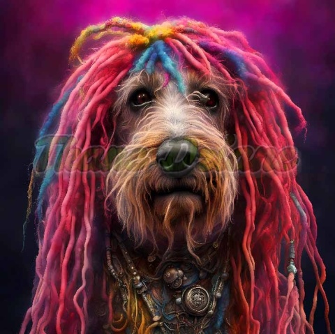 PANEL DRUKOWANY PIES Z KOLOROWYMI WŁOSAMI -KOMONDOR NR 38