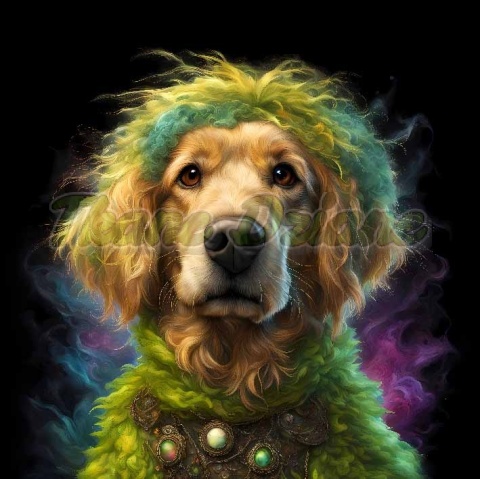 PANEL DRUKOWANY PIES Z KOLOROWYMI WŁOSAMI - GOLDEN RETRIEVER NR 31