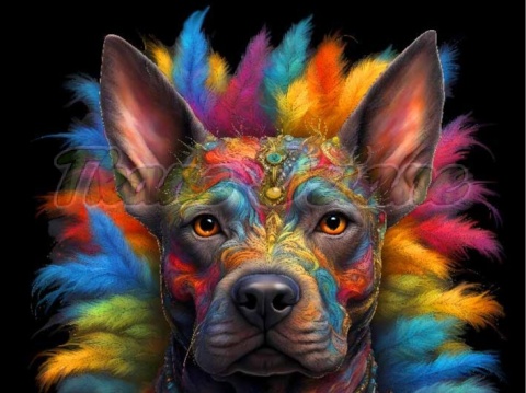 PANEL DRUKOWANY PIES Z KOLOROWYMI WŁOSAMI - PITBULL NR 34