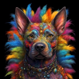 PANEL DRUKOWANY PIES Z KOLOROWYMI WŁOSAMI - PITBULL NR 34