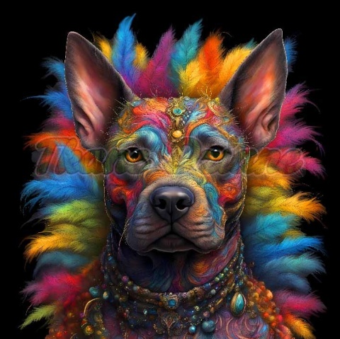 PANEL DRUKOWANY PIES Z KOLOROWYMI WŁOSAMI - PITBULL NR 34