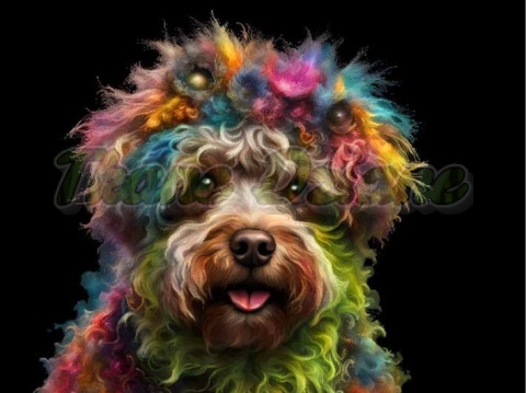 PANEL DRUKOWANY PIES Z KOLOROWYMI WŁOSAMI - LAGOTTO ROMAGNIOLO NR 22