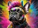 PANEL DRUKOWANY PIES Z KOLOROWYMI WŁOSAMI - FRENCH BULLDOG NR 33