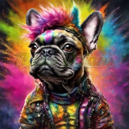PANEL DRUKOWANY PIES Z KOLOROWYMI WŁOSAMI - FRENCH BULLDOG NR 33