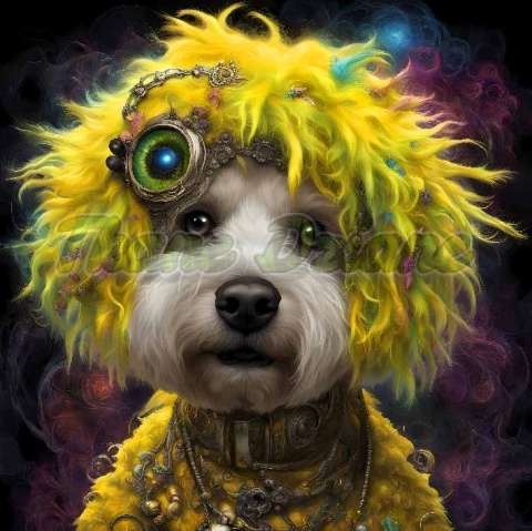 PANEL DRUKOWANY PIES Z KOLOROWYMI WŁOSAMI -BICHON FRIESE NR 35