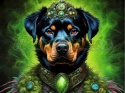 PANEL DRUKOWANY PIES Z KOLOROWYMI WŁOSAMI - ROTTWEILER NR 25