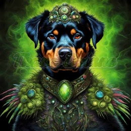 PANEL DRUKOWANY PIES Z KOLOROWYMI WŁOSAMI - ROTTWEILER NR 25