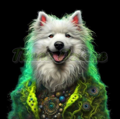 PANEL DRUKOWANY PIES Z KOLOROWYMI WŁOSAMI - SAMOYED NR 26