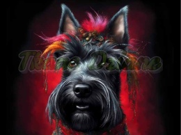 PANEL DRUKOWANY PIES Z KOLOROWYMI WŁOSAMI - TERRIER SZKOCKI NR 27