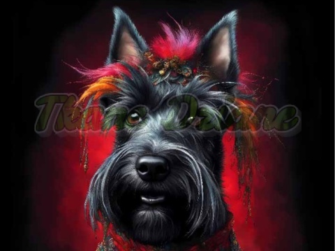 PANEL DRUKOWANY PIES Z KOLOROWYMI WŁOSAMI - TERRIER SZKOCKI NR 27