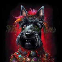 PANEL DRUKOWANY PIES Z KOLOROWYMI WŁOSAMI - TERRIER SZKOCKI NR 27