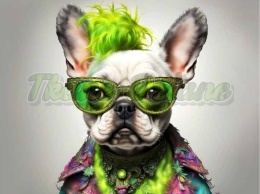 PANEL DRUKOWANY PIES Z KOLOROWYMI WŁOSAMI - FRENCH BULLDOG NR 30