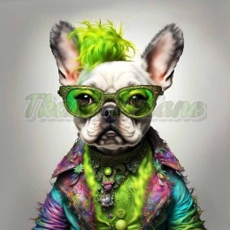 PANEL DRUKOWANY PIES Z KOLOROWYMI WŁOSAMI - FRENCH BULLDOG NR 30