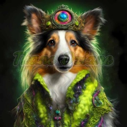 PANEL DRUKOWANY PIES Z KOLOROWYMI WŁOSAMI - OWCZAREK SZETLANDZKI NR 28