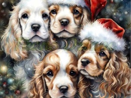 PANEL DRUKOWANY ŚWIĄTECZNE PSY- COCKER SPANIEL NR 8