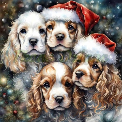 PANEL DRUKOWANY ŚWIĄTECZNE PSY- COCKER SPANIEL NR 8