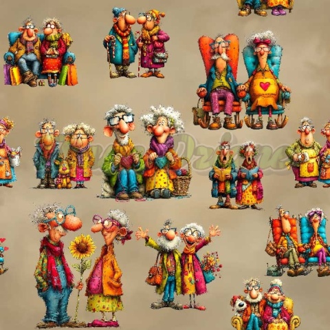 TKANINA DRUKOWANA BABCIA Z DZIADKIEM NR 27