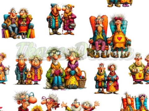 TKANINA DRUKOWANA BABCIA Z DZIADKIEM NR 28